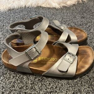 Silver Birkenstocks Birko-Floor Rio
